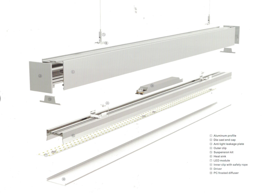 1 Meter 39.4" Suspended LED Aluminum Profile LED Channel 78mm(H) x 100mm(W) Suit 70mm width strip light
